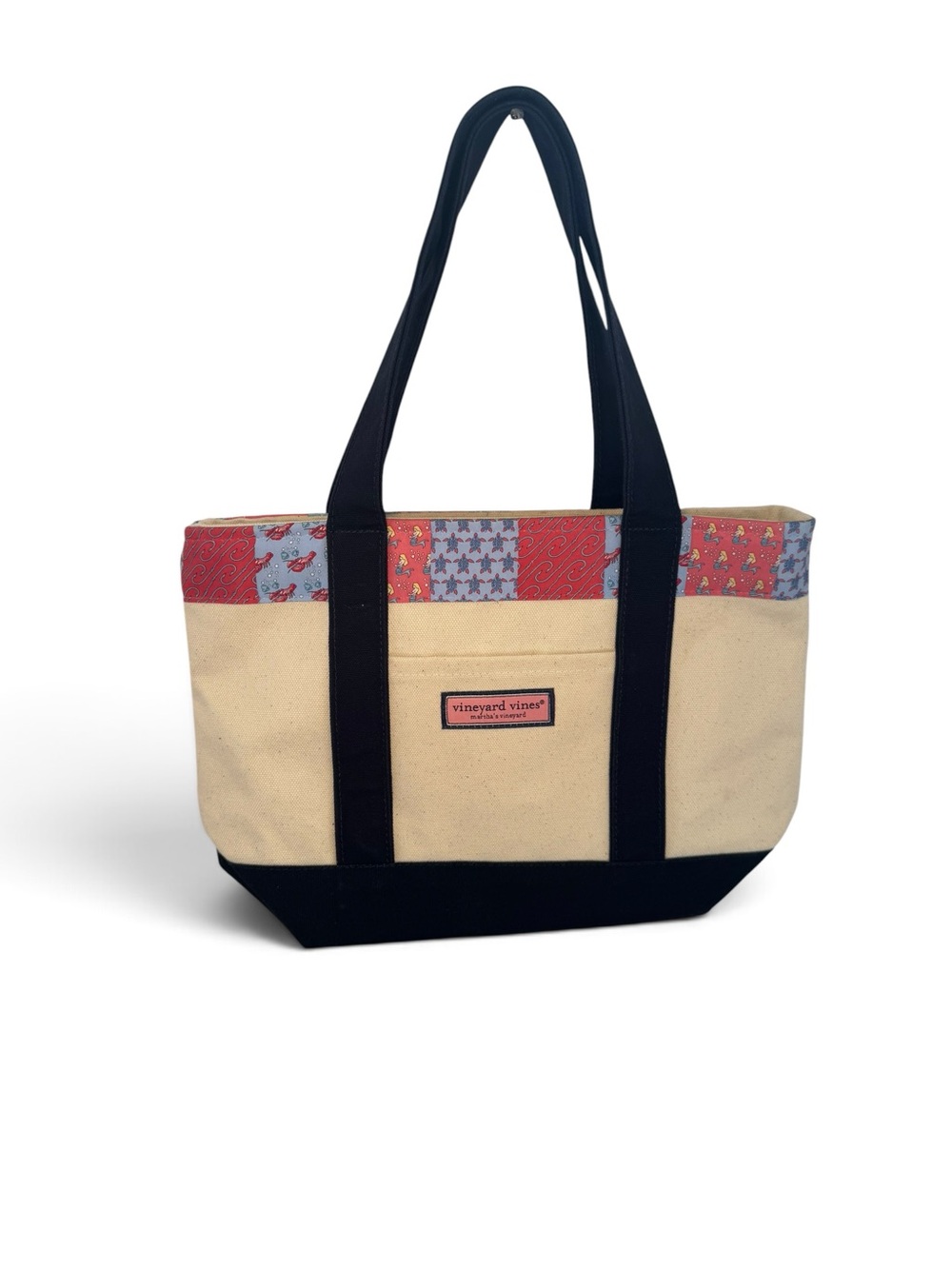 Vineyard Vines Canvas Patchwork Zipper Tote